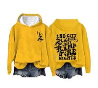 Shffuw Felpa con Zip Maglia Lunga Donna per Leggings Felpa con Cappuccio No Just Camp Fire Nights Camp Lover No Just Fire Nights Maglione Donna Autunno Maglione Oversize Yellow L
