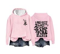 Shffuw Felpa con Zip Maglia Lunga Donna per Leggings Felpa con Cappuccio No Just Camp Fire Nights Camp Lover No Just Fire Nights Maglione Donna Autunno Maglione Oversize Pink M