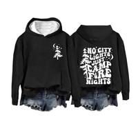 Shffuw Felpa con Zip Maglia Lunga Donna per Leggings Felpa con Cappuccio No Just Camp Fire Nights Camp Lover No Just Fire Nights Maglione Donna Autunno Maglione Oversize Black M