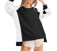 Shffuw Felpa Coperta Donna Maglietta Donna Invernale Felpa Oversize da in Maglia A Blocchi di Colore Girocollo Manica Lunga Casual Felpe Pullover Basse Top Abbigliamento Saldi Bk1 M