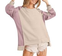 Shffuw Felpa Coperta Donna Maglietta Donna Invernale Felpa Oversize da in Maglia A Blocchi di Colore Girocollo Manica Lunga Casual Felpe Pullover Basse Top Abbigliamento Saldi Pk1 XL