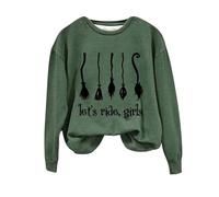 Shffuw Felpa Coperta Donna Maglietta Donna Invernale Felpe di Halloween Pullover Magliette Sorelle Top Felpe Grafiche da Abbigliamento Saldi Maglia Gialla Green M