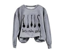 Shffuw Felpa Coperta Donna Maglietta Donna Invernale Felpe di Halloween Pullover Magliette Sorelle Top Felpe Grafiche da Abbigliamento Saldi Maglia Gialla Grey XXL