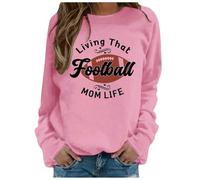Shffuw Felpa Coperta Donna Maglioni Donna Invernali Lana Felpe Girocollo 2024 Autunno Calcio Stampa Felpa Pullover Top Camicie A Maniche Lunghe Casual Felpata Maglioni Pink XXL