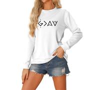 Shffuw Felpa Donna Offerta Maglione Donna Anziana è più Grande degli Alti E Bassi Felpa Maglie A Maniche Lunghe Pullover Top Maglia Autunno Maglioncini Primaverili White L