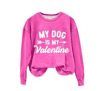 Shffuw Felpa Donna Set Magliette Maniche Lunghe Donna Felpa da Mio Cane è Mio San con Cappuccio per La Mamma del Cane per San Cani Regalo Elegante Hot Pink S