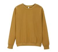 Shffuw Felpa Leggera Donna Maglioni Donna Primaverili Felpa Oversize da con Scollo Tondo Tinta Unita vestibilità Ampia Leggera A Maniche Lunghe Peluche Maglione Scollo Gold XXL