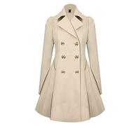 Shffuw Giacca A Vento Impermeabile Donnacappotto Donna Gonna Irregolare Da Donna Con Maniche Lunghe E Orlo A Pieghe Sul Retro Giacca Di Media Lunghezza Poncho Impermeabile Beige Xxl