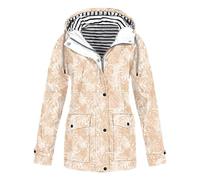 Shffuw Giacca Da Donna Invernalecoprizaino Impermeabile Giacca Antipioggia Con Stampa Felpe Con Cappuccio Casual Da Donna Giacche A Leggere Cappotto A Maniche Impermeabile Beige Xxxl