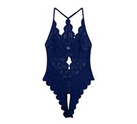 Shffuw Lingerie Sexy Femme Completi Intimi Donna Lingerie New Erotic Plus Size Erotic New Lace See Through No Removal Crotchless Jumpsuit Vestaglia Sexydonna Hot Blue XXXXL