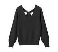 Shffuw Lupetto Cashmere Donnamaglia Donna Primaverile Women S Round Neck Wide Mouth Sleeve Sweater Loose Versatile Solid Color Fashion Temperament Versatile Moda Donnaabbigliamento Donna Black L