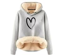 Shffuw Maglia Autunno Donna Lupetto Donna Manica Lunga Felpa con Cappuccio Girocollo in Lana di Agnello per Uomo Invernale per Giovani Spessa Calda Tinta Felpe con Zip Abbigliamento F L