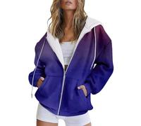 Shffuw Maglia Donna Manica Lunga Elegante Maglione Donna Felpa con Cappuccio Primavera E Autunno Felpa con Cappuccio Manica Lunga Tasca Cerniera Giacca Zip Maglie Eleganti F L