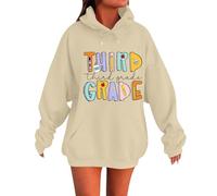 Shffuw Maglia Donna Manica Lunga Elegante Maglione Donna Teacher Hoodless Sweatshirt for Women First Day of School Hoodless Sweatshirt Teacher S Outfit Felpa Zip Maglie Eleganti Red L