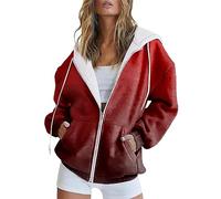 Shffuw Maglia Donna Mezza Manica Maglia A Righe Donna Felpa con Cappuccio Manica Lunga Tasca con Cerniera Giacca Sportiva Felpa Cappuccio da Stampata A Giacca Inverno F L