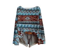Shffuw Maglia Scollo A V Donnapullover Cotone Donna Maglione Casual da Donna con Stampa Artistica Lavorato A Maglia per alla Maniche Lunghe Maglioni Lana Donnasotto Giacca Sky Blue L