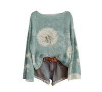 Shffuw Maglie Invernali Donnamaglioni di Natale Donna Maglione Casual da Donna con Stampa Artistica Lavorato A Maglia per alla A Maniche Lunghe Girocollo Abbigliamento Sky Blue XXL