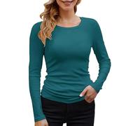 Shffuw Maglione Crop Donnamaglione con Paillettes Donna Womens Ribbed Long Sleeve Crewneck Casual Slim Basic Shirts Knit Tops White Long Sleeve Shirts Tops for Women Basic Donna Cotonemaglia Gn3 L