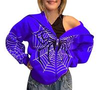 Shffuw Maglione Donna Anziana T Shirt Donna Firmate Felpa Calda da Casual alla A Maniche Lunghe con Scollo A O Morbida Camicia Stampata Felpe Invernali Jeans Estivi Leggeri T Blue S