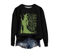 Shffuw Maglione Donna Autunno Maglie Donna Autunno Felpa Causale da di Halloween Witch I Ll Get You My And Your Little Dog Too Felpa Basic Maglietta Invernale Black S