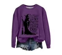 Shffuw Maglione Donna Autunno Maglie Donna Autunno Felpa Causale da di Halloween Witch I Ll Get You My And Your Little Dog Too Felpa Basic Maglietta Invernale Purple S