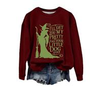 Shffuw Maglioni Donna Maglione Donna Invernale Elegante Felpa Causale da di Halloween Witch I Ll Get You My And Your Little Dog Too Maglie Eleganti Invernali Wine S