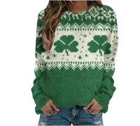 Shffuw Maxi Maglia Donnamaglioncini Donna Invernali St Day Shirt Women 2025 Funny Irish Shirt Green Sequin Graphic Print Long Sleeve Sweatshirt Sweater Maglione Collo Alto Donnamaglie Green XXXL