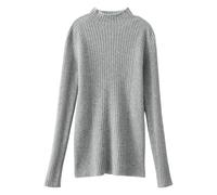 Shffuw Maxi Maglia per Leggingsmaglione Autumn And Winter New Half High Neck Sweater Female Slim Set Head Pure Color Thin Bottoming Shirt Long Sleeved Inner Lupetto Cashmere Donnapieces Grey M