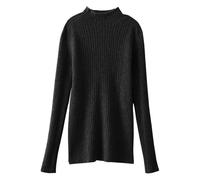 Shffuw Maxi Maglia per Leggingsmaglione Autumn And Winter New Half High Neck Sweater Female Slim Set Head Pure Color Thin Bottoming Shirt Long Sleeved Inner Lupetto Cashmere Donnapieces Black XL