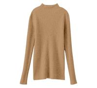 Shffuw Maxi Maglia per Leggingsmaglione Autumn And Winter New Half High Neck Sweater Female Slim Set Head Pure Color Thin Bottoming Shirt Long Sleeved Inner Lupetto Cashmere Donnapieces Gold XXL