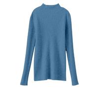 Shffuw Maxi Maglia per Leggingsmaglione Autumn And Winter New Half High Neck Sweater Female Slim Set Head Pure Color Thin Bottoming Shirt Long Sleeved Inner Lupetto Cashmere Donnapieces Blue S
