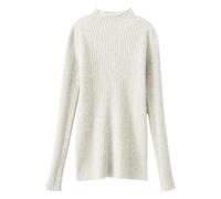 Shffuw Maxi Maglia per Leggingsmaglione Autumn And Winter New Half High Neck Sweater Female Slim Set Head Pure Color Thin Bottoming Shirt Long Sleeved Inner Lupetto Cashmere Donnapieces White M