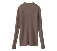 Shffuw Maxi Maglia per Leggingsmaglione Autumn And Winter New Half High Neck Sweater Female Slim Set Head Pure Color Thin Bottoming Shirt Long Sleeved Inner Lupetto Cashmere Donnapieces Coffee XL