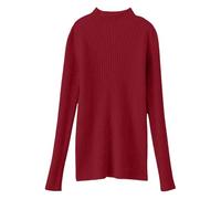 Shffuw Maxi Maglia per Leggingsmaglione Autumn And Winter New Half High Neck Sweater Female Slim Set Head Pure Color Thin Bottoming Shirt Long Sleeved Inner Lupetto Cashmere Donnapieces Red XL