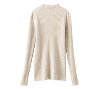 Shffuw Maxi Maglia per Leggingsmaglione Autumn And Winter New Half High Neck Sweater Female Slim Set Head Pure Color Thin Bottoming Shirt Long Sleeved Inner Lupetto Cashmere Donnapieces Beige XL