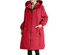 Shffuw Poncho Donna Antipioggiatrench Impermeabile Donna Cappotto Da Lavoro Sottile Con Cappuccio Esteso Da Antipioggia E Antivento Per Uso Domestico Impermeabile Rains Watermelon Red Xl