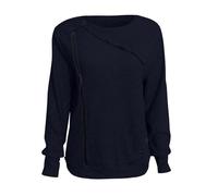 Shffuw Pullover Donna Invernalecamicione Lungo Donna Women S Autumn And Winter New Women S Solid Color Explosion Long Sleeve Leather Stripe Large Lapel Knit Maglioni Cashmeremaglione Black XL