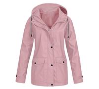 Shffuw Rains Impermeabile Donnatrench Impermeabile Giacca Da Donna Autunno Inverno Tinta Unita Con Cappuccio Antivento Lungo Antipioggiaponcho Pink Xl