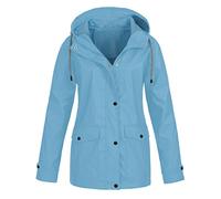 Shffuw Rains Impermeabile Donnatrench Impermeabile Giacca Da Donna Autunno Inverno Tinta Unita Con Cappuccio Antivento Lungo Antipioggiaponcho Light Blue Xxl