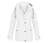 Shffuw Rains Impermeabile Donnatrench Impermeabile Giacca Da Donna Autunno Inverno Tinta Unita Con Cappuccio Antivento Lungo Antipioggiaponcho White Xl