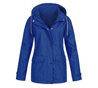Shffuw Rains Impermeabile Donnatrench Impermeabile Giacca Da Donna Autunno Inverno Tinta Unita Con Cappuccio Antivento Lungo Antipioggiaponcho Blue Xxl