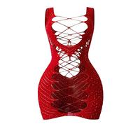Shffuw Sexy Donna Hot Aperto Camicia Notte Donna Sexy Da Tinta Unita Beauty Wrapped Hot Fun Underwear Dot Pieno Di Body Sexydonna Lingerie Lingerie Rossa Red One Size