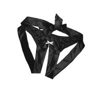 Shffuw Tuta Intera Donna Sexy Set Reggiseni Donna Sexy Sleepwear Lingerie Satin Bowknot Thong Women G String Crotchless Seta Lingerie Hot Tuta Pizzo Black XL