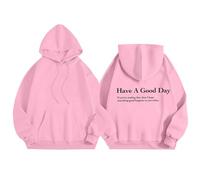 Shffuw Vestiti Autunnali Donna Maglione Lungo Donna Felpa con Cappuccio Have A Good Day Felpa con Cappuccio Positiva Parole sul Retro da Felpe Maglioncino Cotone Maglie Pink M