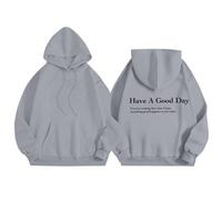 Shffuw Vestiti Autunnali Donna Maglione Lungo Donna Felpa con Cappuccio Have A Good Day Felpa con Cappuccio Positiva Parole sul Retro da Felpe Maglioncino Cotone Maglie Grey S