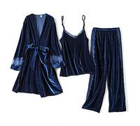 ShFhhwrl Vari Stili di Pigiama Pigiami da Donna Comodi Caldi Pigiama Pigiama da Notte Invernale da 3 Pezzi Set Pigiama da Donna Sexy in Vel