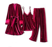 ShFhhwrl Vari Stili di Pigiama Pigiami da Donna Comodi Caldi Pigiama Pigiama da Notte Invernale da 3 Pezzi Set Pigiama da Donna Sexy in Vel