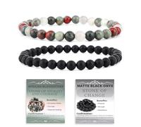 SHFJASBNUMG 2 braccialetti elasticizzati da 6 mm con pietre naturali di cristallo - turchese blu, howlite, gioielli per la guarigione energetica Reiki, meditazione, yoga, unisex, 8mm, Pietra