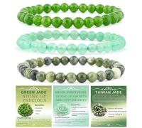 SHFJASBNUMG 2 braccialetti elasticizzati da 6 mm con pietre naturali di cristallo - turchese blu, howlite, gioielli per la guarigione energetica Reiki, meditazione, yoga, unisex, 6 mm, Pietra