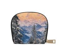 SHFJASBNUMG Borsa in pelle blu con motivo paesaggio naturale - Portafoglio da neve - bianco - scena invernale innevata - per studenti - Carta d'identità del campus e organizzatore di carte da pranzo